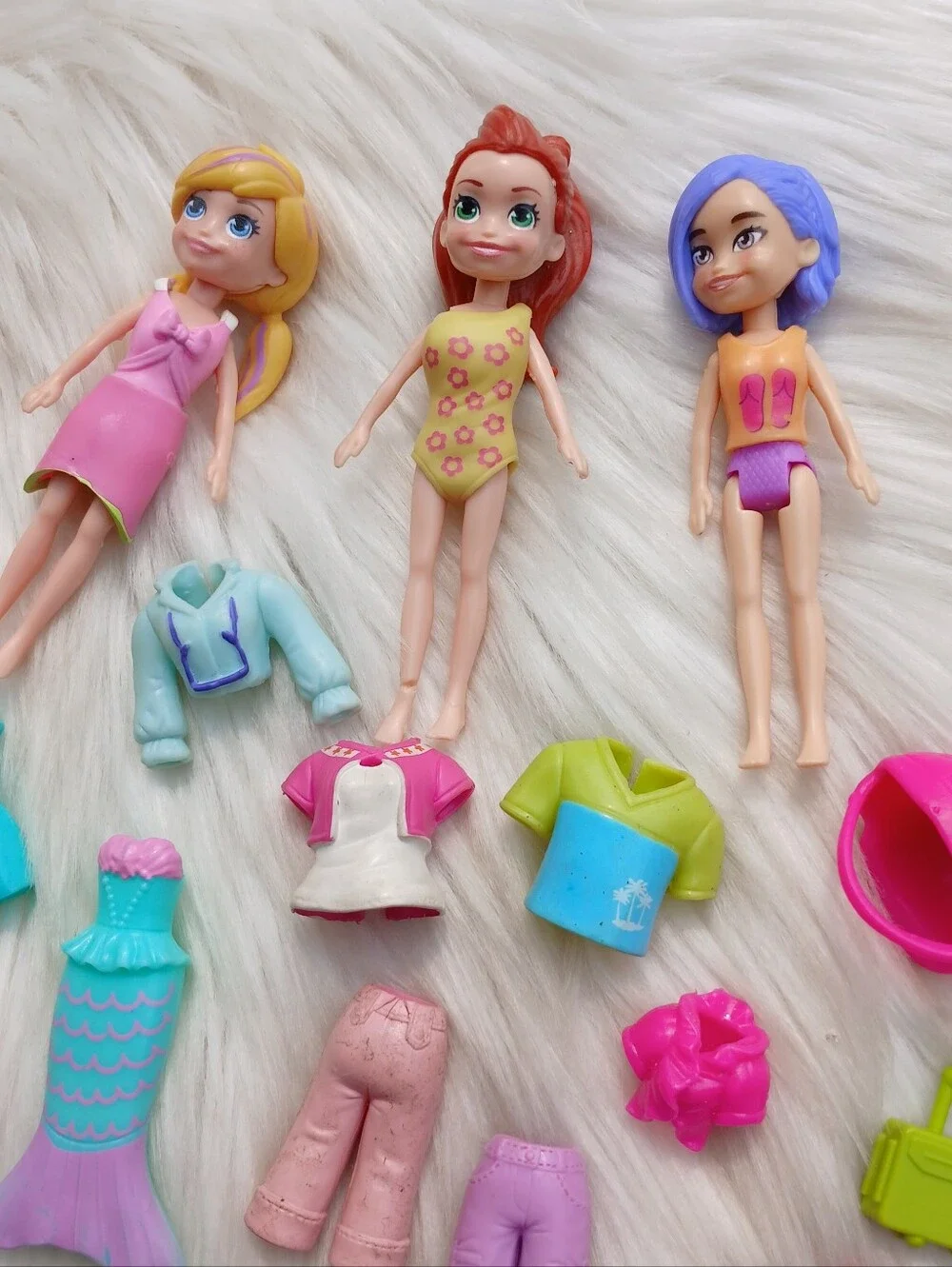 Polly Pocket Lot 6 Figures Mini Dolls Clothing Clothes Accessories y2k - modern